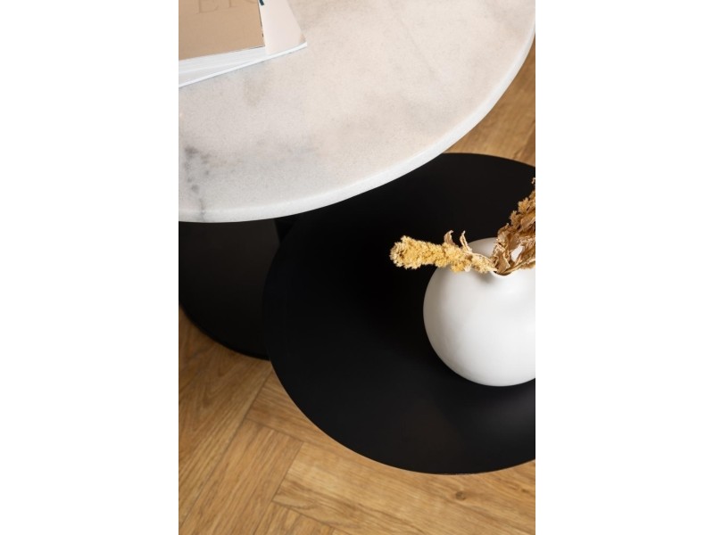 Stolik kawowy Lahti biały marmur/ czarny - ACTONA